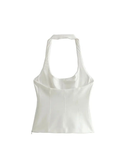 Sleeveless Blouses- Form-Fitting Halter Blouse Sleeveless Top for Outdoor Events- - IndioGear Women Clothing