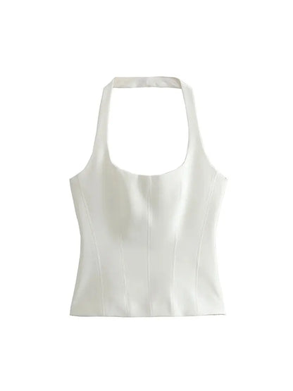 Sleeveless Blouses- Form-Fitting Halter Blouse Sleeveless Top for Outdoor Events- - IndioGear Women Clothing