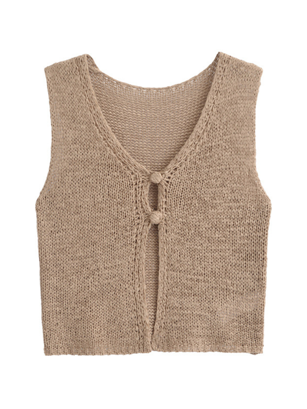 Sleeveless Top- Earthy Knit Top- Khaki- IndioGear.com