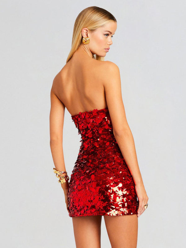 Sparkle Dresses- Sequin Disco Bodycon Dress for New Year's Eve- - IndioGear Women Clothing