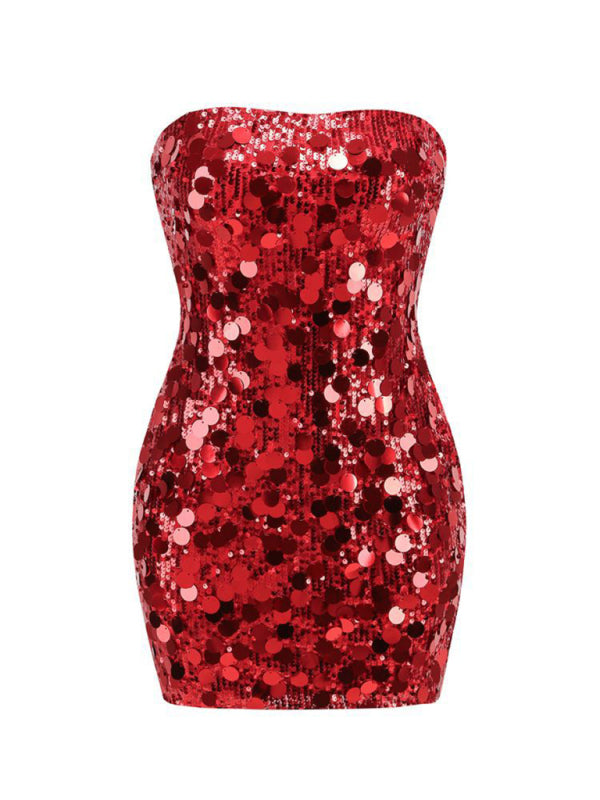 Sparkle Dresses- Sequin Disco Bodycon Dress for New Year's Eve- - IndioGear Women Clothing