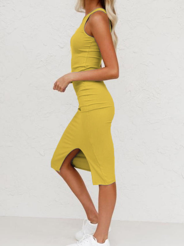 Bodycon Tank Dress with Slit Detail for Women