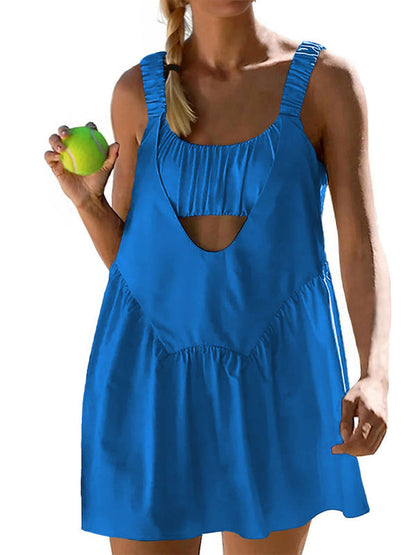 Sporty Dresses- Built-in Shorts & Bra Tennis Dress for Active Women- - IndioGear Fashion and Gear