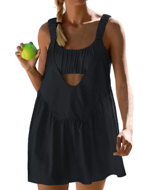 Sporty Dresses- Built-in Shorts & Bra Tennis Dress for Active Women- - IndioGear Fashion and Gear