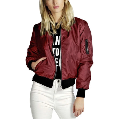 Sporty Jackets- Sporty Lightweight Windbreaker Zip-Up Jacket for Women- Burgundy- IndioGear.com