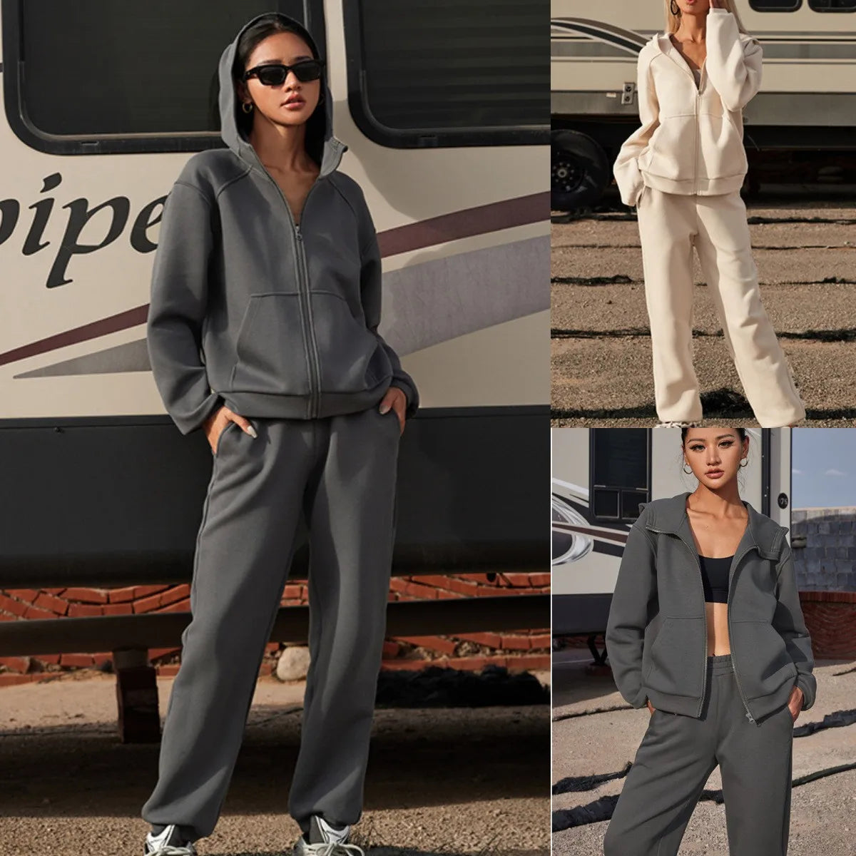 Sporty Outfits- 2-Piece Jogger Set Hooded Sweatshirt & Pants- - IndioGear.com