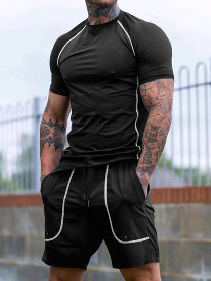 Sporty Outfits- Men’s Gym Workout Set - Sporty Shorts & T-Shirts for Active Living- Black- IndioGear Fashion and Gear