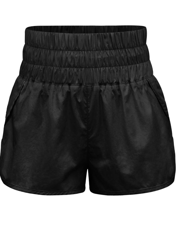 Sporty Shorts- Women's Smocked Waistband Workout Shorts- - IndioGear Fashion and Gear