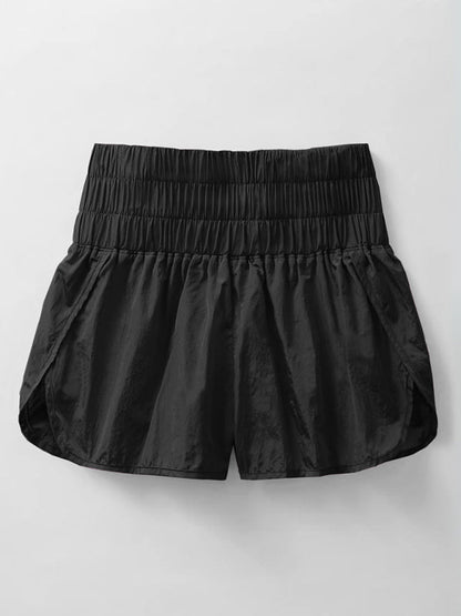 Sporty Shorts- Women's Smocked Waistband Workout Shorts- - IndioGear Fashion and Gear