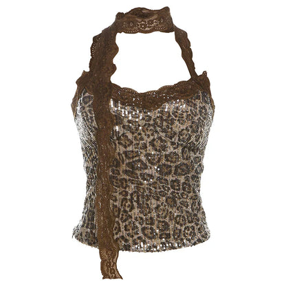 Strapless Tops- Sparkle Strapless Top for Evening Elegance in Animal Print- - IndioGear