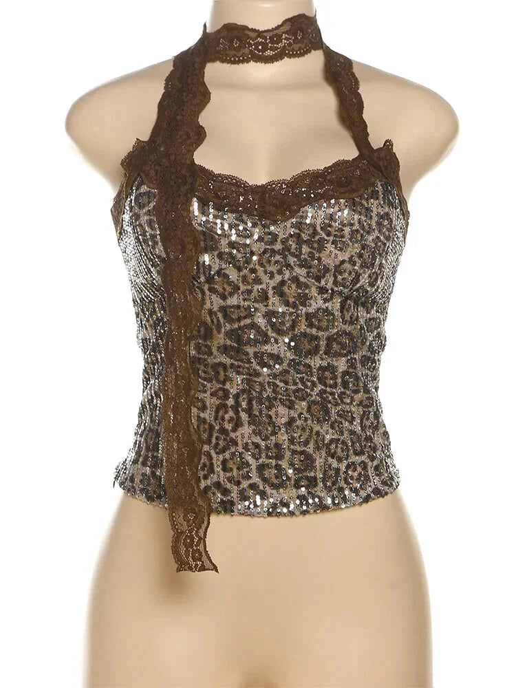 Strapless Tops- Sparkle Strapless Top for Evening Elegance in Animal Print- - IndioGear