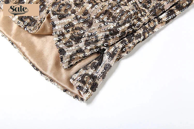 Strapless Tops- Sparkle Strapless Top for Evening Elegance in Animal Print- - IndioGear