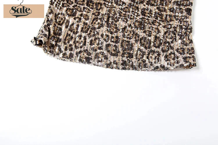 Strapless Tops- Sparkle Strapless Top for Evening Elegance in Animal Print- - IndioGear