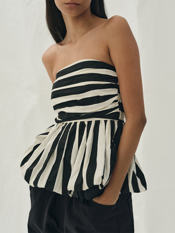 Strapless Tops- Women Strapless Peplum Top- - IndioGear.com