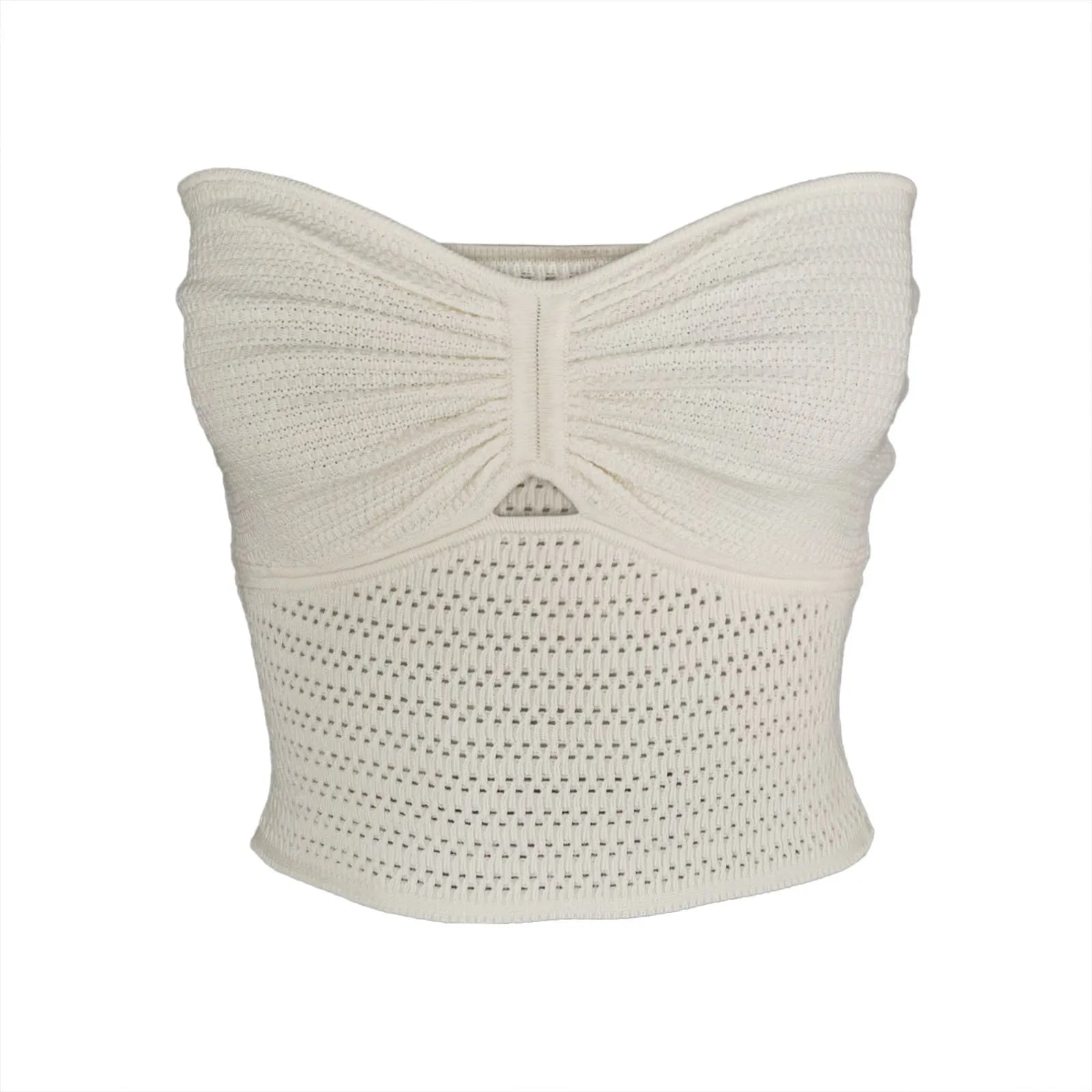 Strapless Tops- Women's Knitting Strapless Tube Knot-Bust Crop Top- - IndioGear.com