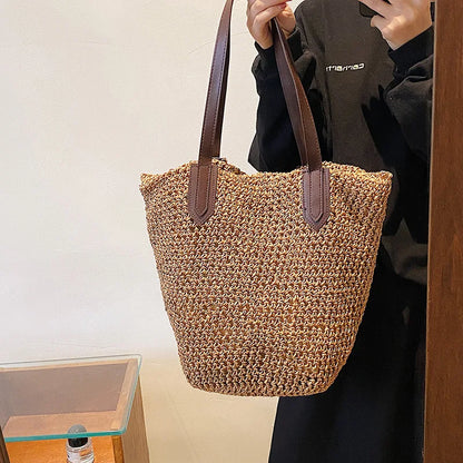 Straw Bags- Natural Straw Zippered Tote for Casual & Beach Outings- - IndioGear Fashion and Gear