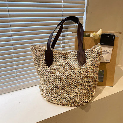 Straw Bags- Natural Straw Zippered Tote for Casual & Beach Outings- - IndioGear Fashion and Gear