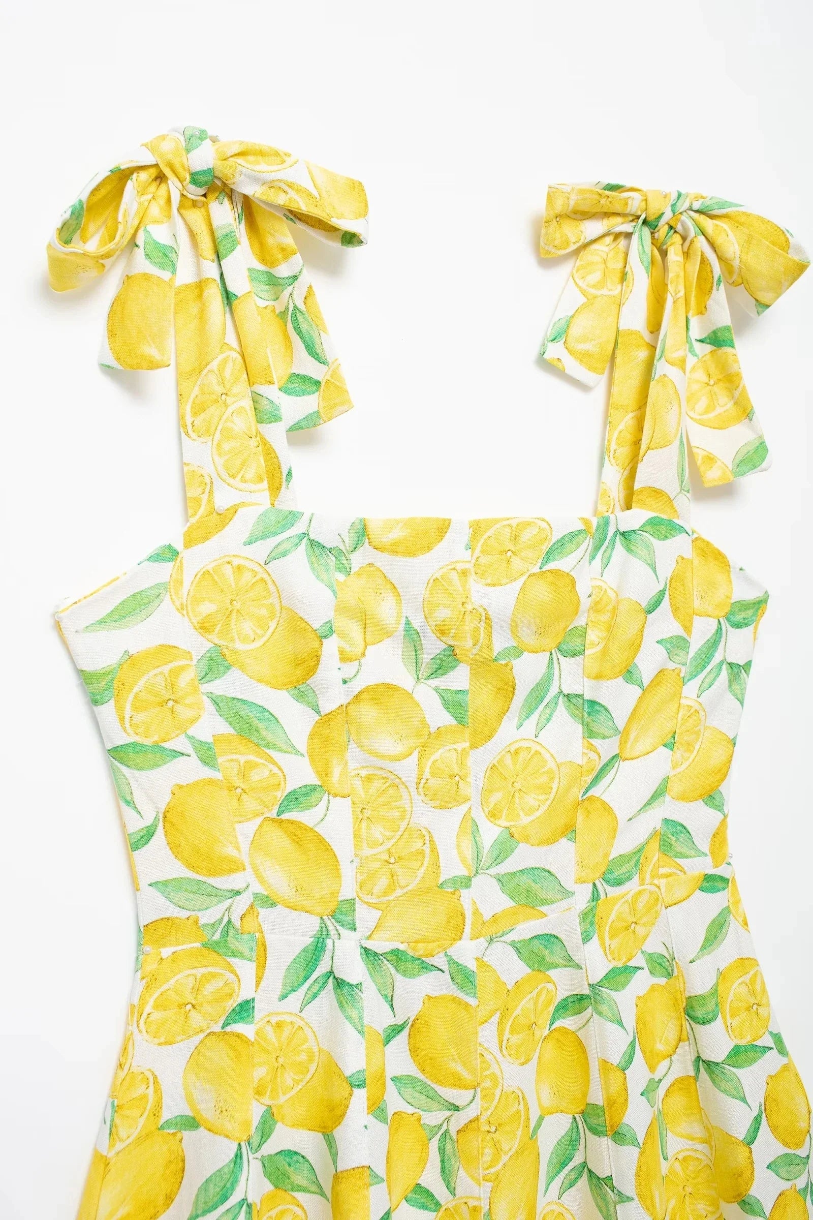 Summer Dresses- Bright Summer Lemon Print Dress for Beach Days and Picnics- - IndioGear.com