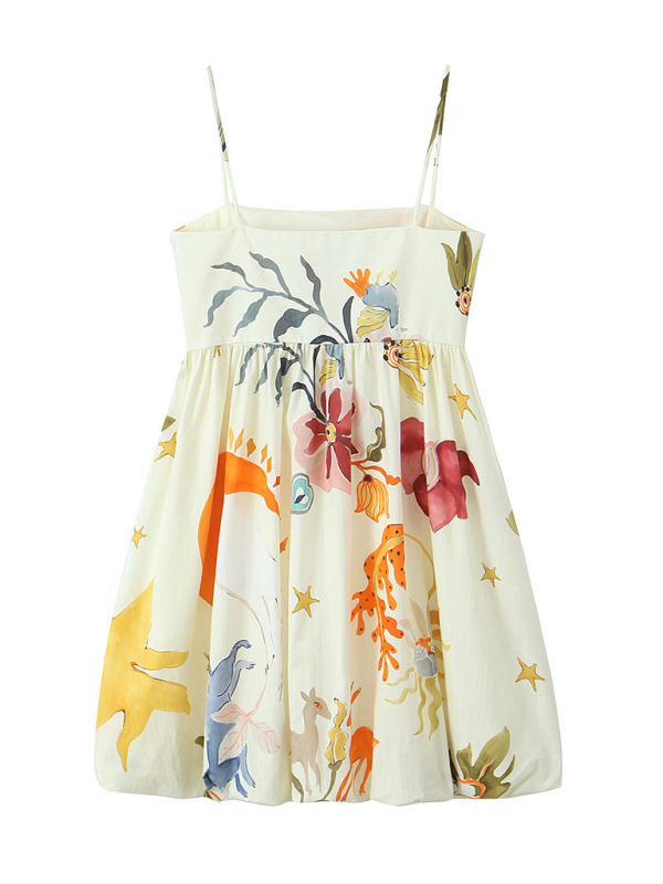 Summer Dresses- Empire Swing Silhouette Summer Print Cami Dress- - IndioGear Fashion and Gear