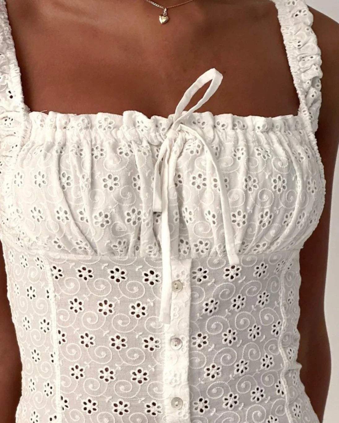 Romantic Floral Eyelet Lace Dress for Summer Weddings