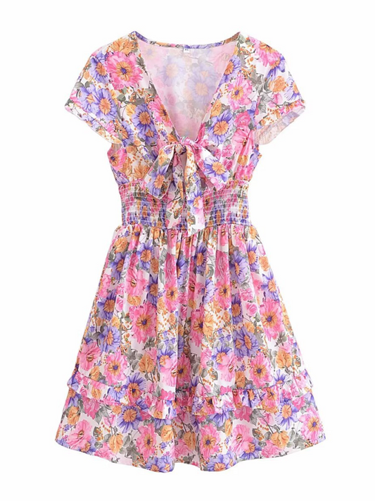 Summer Dresses- Garden Party Essential Romantic Floral A-Line Sundress- Pink- IndioGear Fashion and Gear