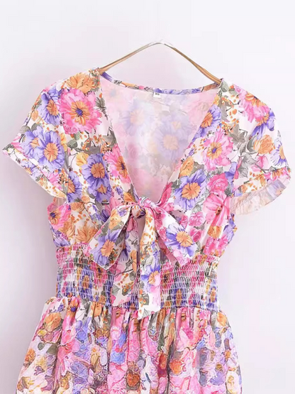 Summer Dresses- Garden Party Essential Romantic Floral A-Line Sundress- - IndioGear Fashion and Gear