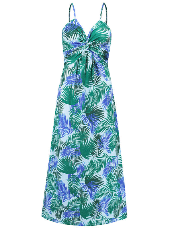 Summer Dresses- Palm Paradise Women's Cami Maxi Dress for Summer Adventures- - IndioGear Fashion and Gear