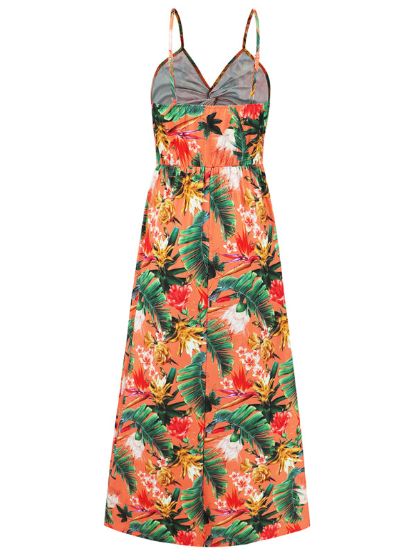 Summer Dresses- Palm Paradise Women's Cami Maxi Dress for Summer Adventures- - IndioGear Fashion and Gear