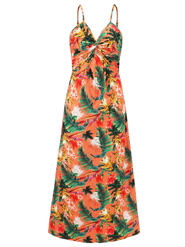 Summer Dresses- Palm Paradise Women's Cami Maxi Dress for Summer Adventures- - IndioGear Fashion and Gear