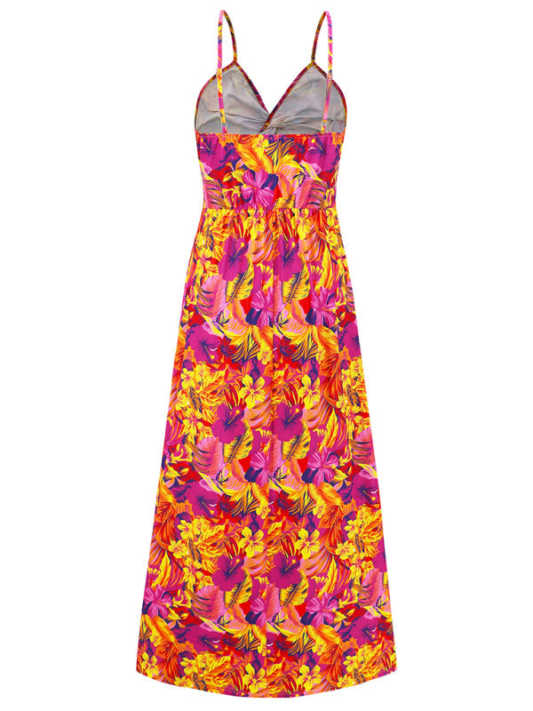 Summer Dresses- Palm Paradise Women's Cami Maxi Dress for Summer Adventures- - IndioGear Fashion and Gear