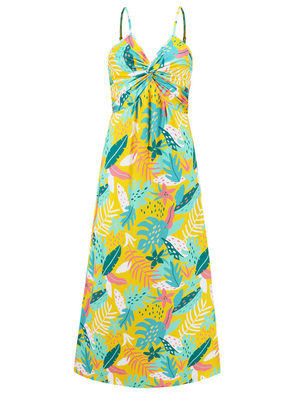 Summer Dresses- Palm Paradise Women's Cami Maxi Dress for Summer Adventures- - IndioGear Fashion and Gear