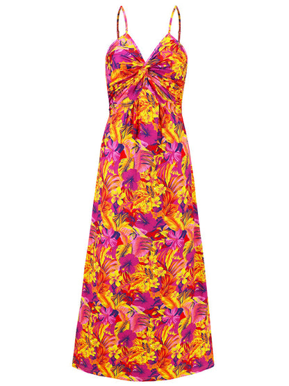 Summer Dresses- Palm Paradise Women's Cami Maxi Dress for Summer Adventures- - IndioGear Fashion and Gear