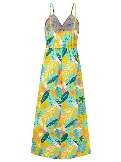 Summer Dresses- Palm Paradise Women's Cami Maxi Dress for Summer Adventures- - IndioGear Fashion and Gear