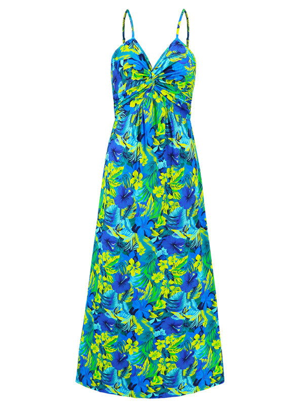 Summer Dresses- Palm Paradise Women's Cami Maxi Dress for Summer Adventures- - IndioGear Fashion and Gear