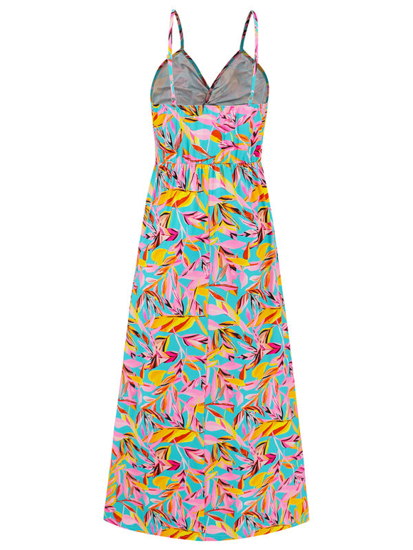 Summer Dresses- Palm Paradise Women's Cami Maxi Dress for Summer Adventures- - IndioGear Fashion and Gear