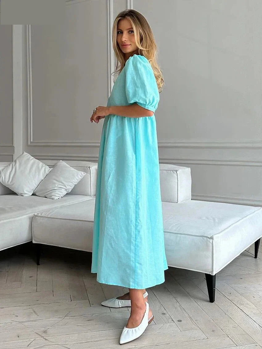 Summer Dresses- Summer Breeze Cotton Midi Dress- - IndioGear.com