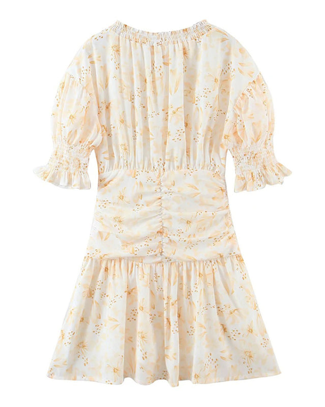 Summer Dresses- Summer Women's Floral Milkmaid Dress with Romantic Puff Sleeves- - IndioGear Fashion and Gear