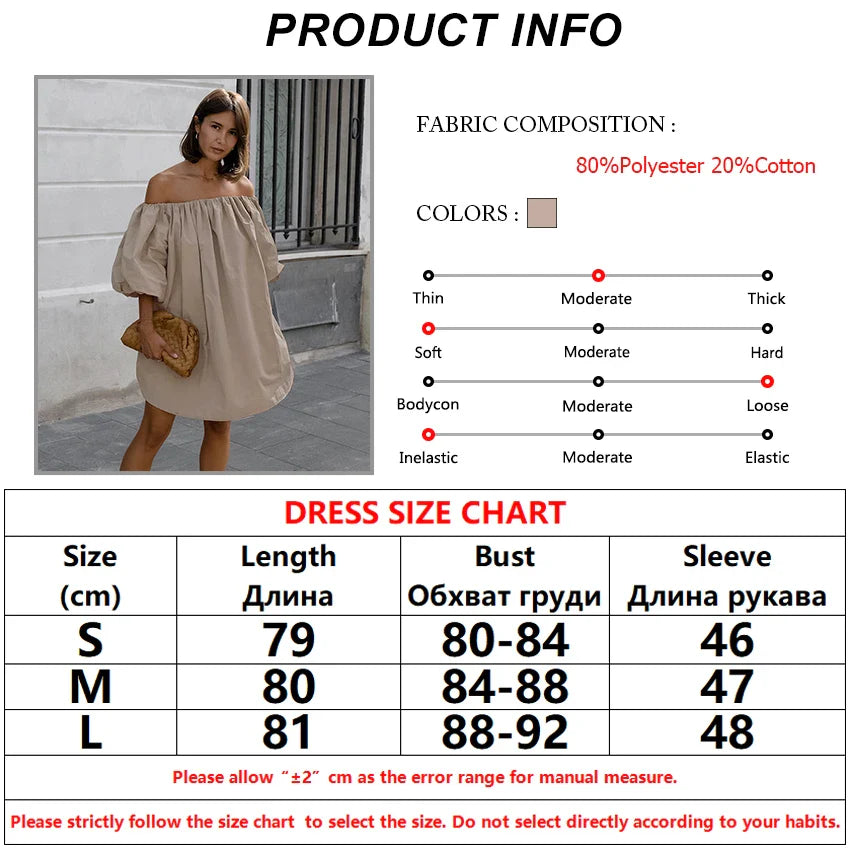 Summer Dresses- Women's Off-Shoulder Balloon Sleeve Dress for Summer- - IndioGear.com