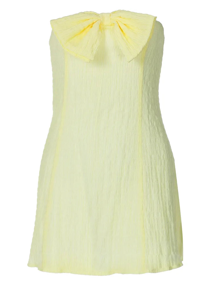 Strapless Bow Dress in Textured Fabric for Women