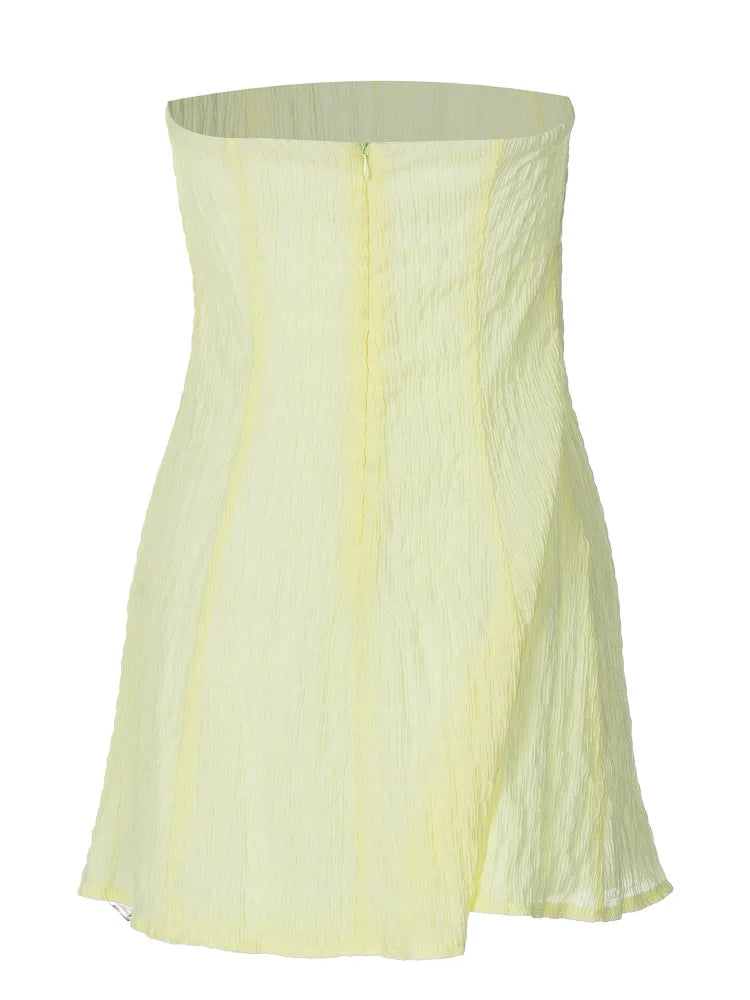 Strapless Bow Dress in Textured Fabric for Women