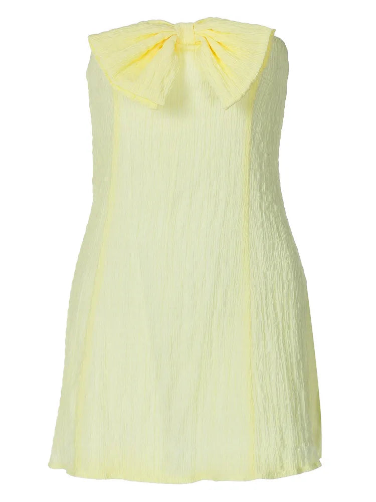 Strapless Bow Dress in Textured Fabric for Women