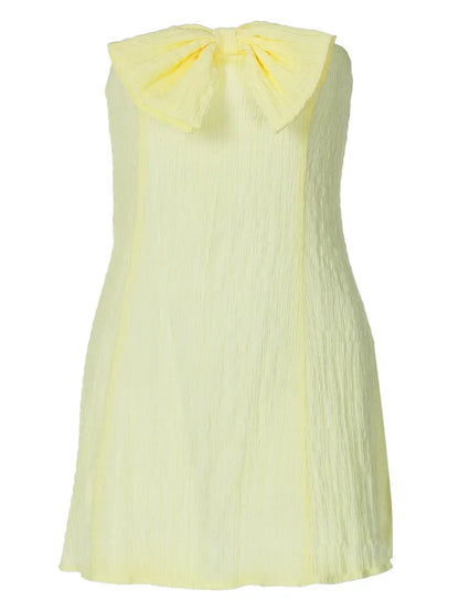 Strapless Bow Dress in Textured Fabric for Women