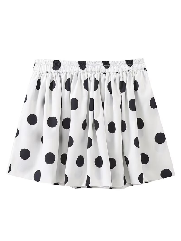 Summer Outfits- Festive Polka Dot Peplum Tube Top & Pleated Mini Skirt- - IndioGear.com