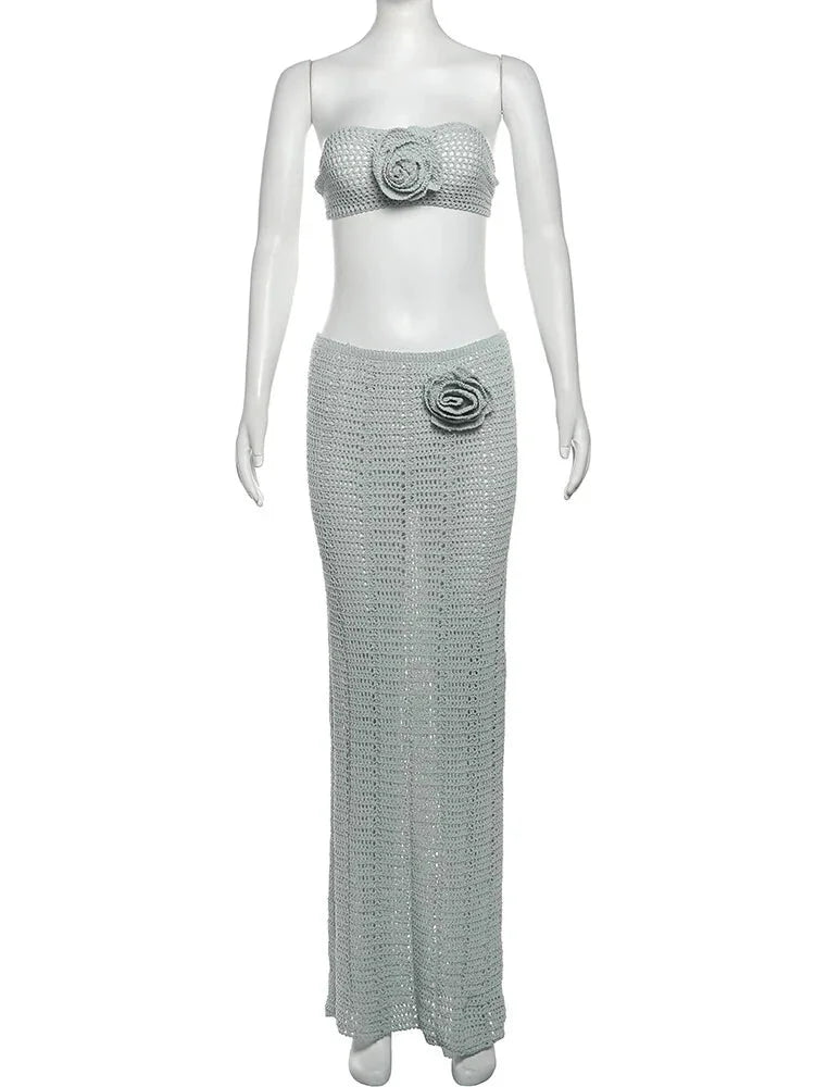 Summer Outfits- Minimalist Seafoam Crochet Outfit for Stylish Comfort- - IndioGear