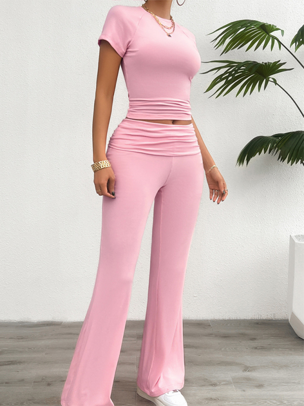 Summer Outfits- Sportswear Duo Tee & Wide Waistband Palazzo Pants- - IndioGear.com