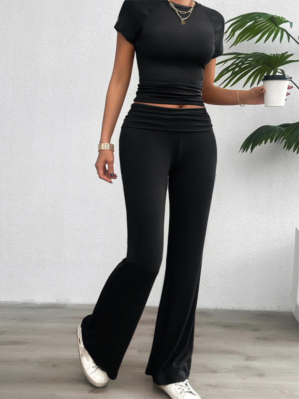 Summer Outfits- Sportswear Duo Tee & Wide Waistband Palazzo Pants- - IndioGear.com