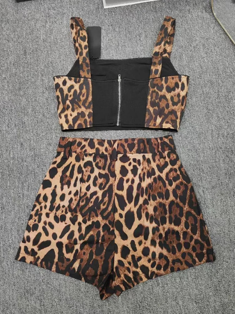 Summer Outfits- Women's Animal Print Summer Set with Crop Top & Shorts- - IndioGear.com