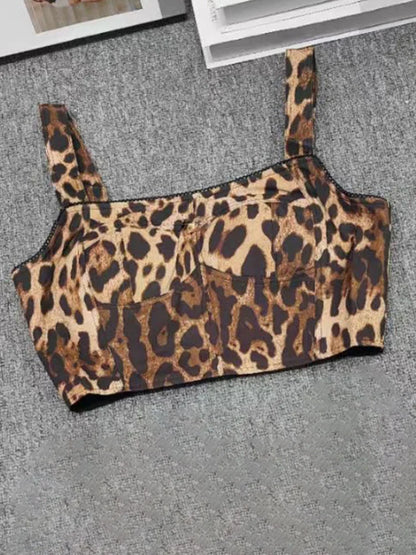 Summer Outfits- Women's Animal Print Summer Set with Crop Top & Shorts- - IndioGear.com