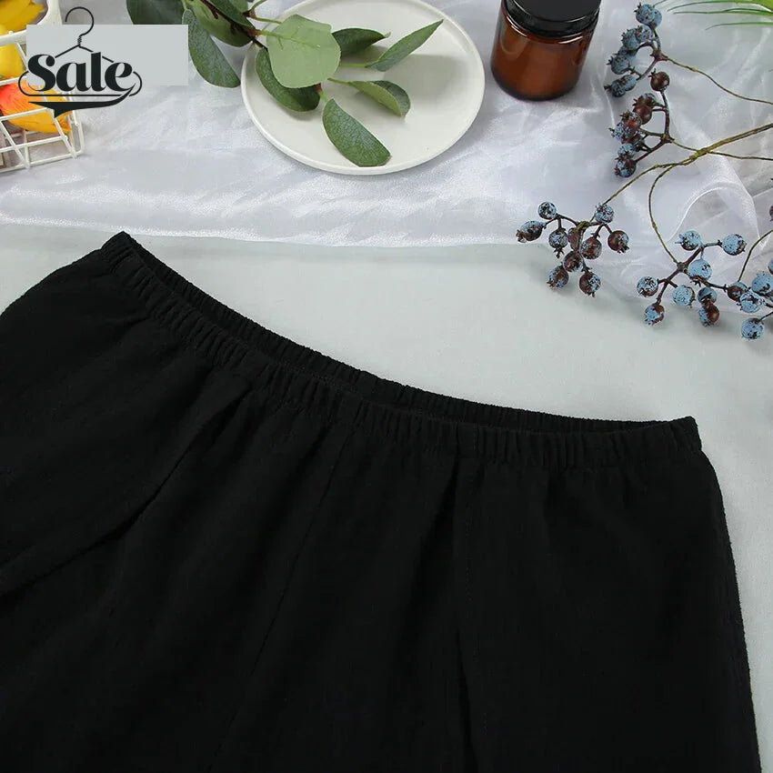 Summer Outfits- Women's Relaxed Cotton Two-Piece with Tie-Front Blouse & Shorts- - IndioGear.com