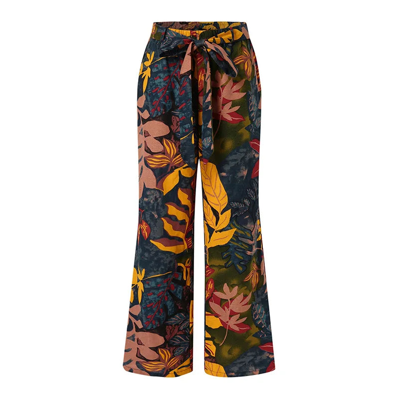 Summer Pants- Botanical Wide-Leg Pants for Summer Adventures- - IndioGear.com